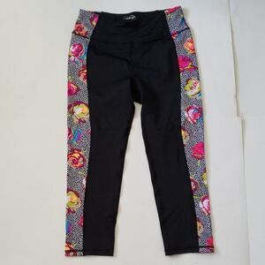 BETSEY JOHNSON women's S black floral legging